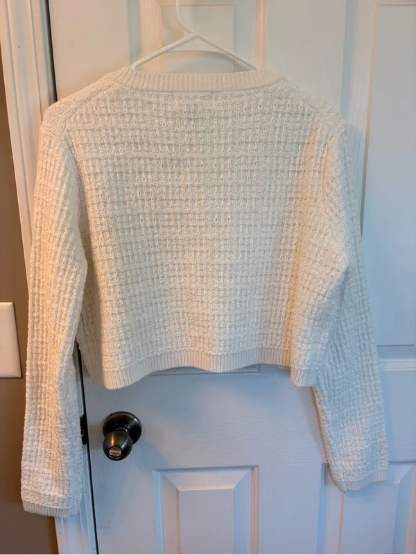 Jessica Simpson Cream Textured Open-Front Cardigan Size L - Image 7