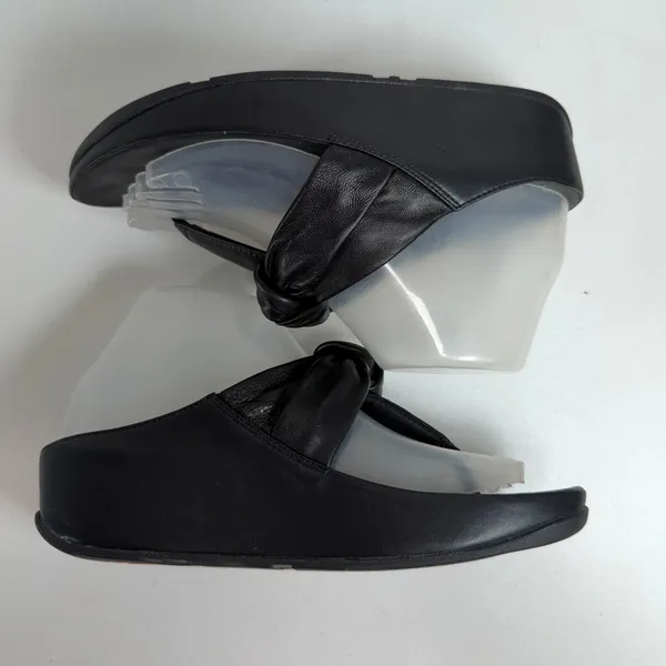 FitFlop 7.5 Twiss II Knotstrap All Black Wedge Platform Microwobbleboard FJ2-090 - Image 3