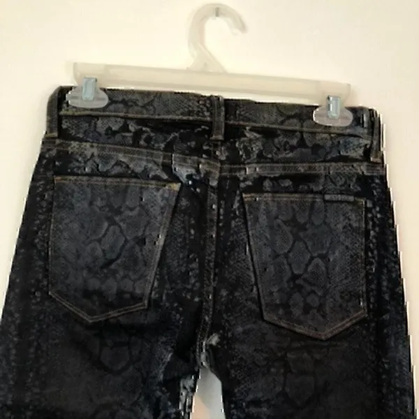 HUDSON JEANS Nicole Super Skinny Jeans Snakeskin Mid Rise Black Dark Wash Denim - Image 8