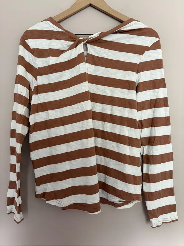 Pact Slub Knit Twist Back Striped Long Sleeve Top Large - Image 2