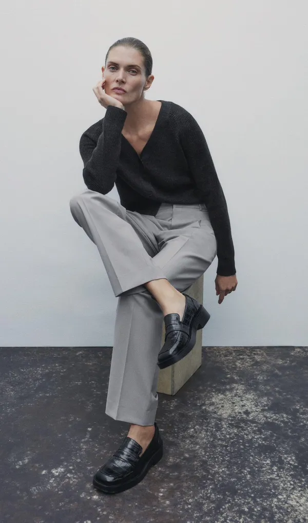 ZARA Dark Gray Merino Wool Blend Jacket Cardigan Top - Image 2
