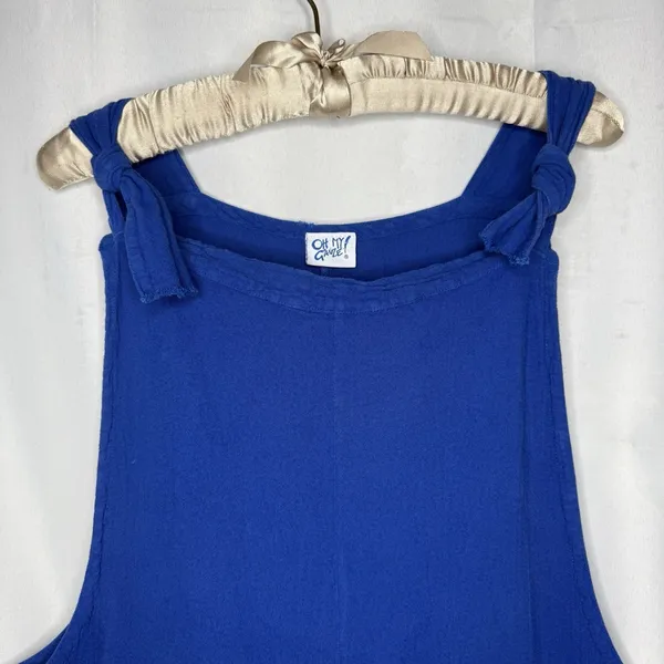 Oh My Gauze! Sabina Size 3 XXL‎ Wide Leg Overalls Romper Jumpsuit Blue Cotton - Image 6