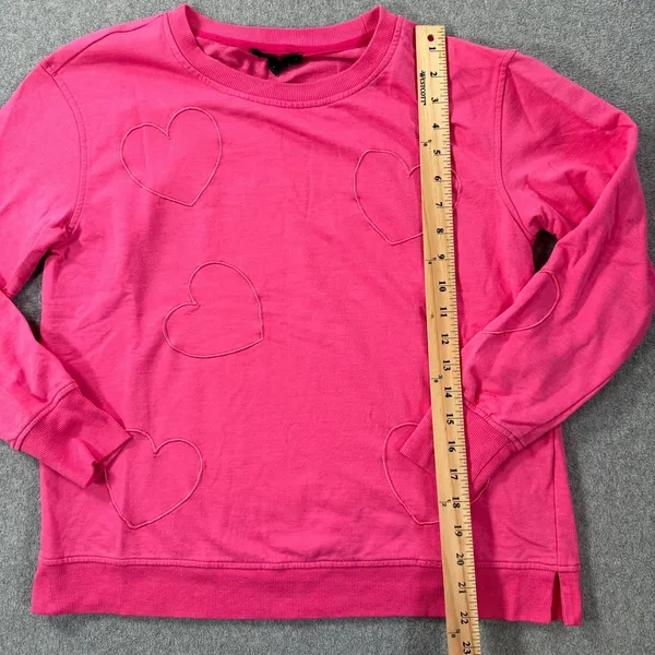 Jane & Delancey Embroidered Heart Crewneck Sweatshirt Pullover Womens Small Pink - Image 7