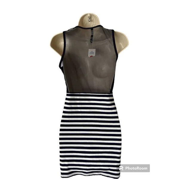 Womens Cocktail Party Mini Dress Navy White stripe size Small NWT - Image 2
