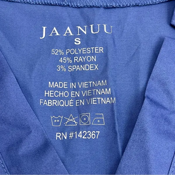 Jaanuu Ceil Blue Scrub Top Womens Size Small Relaxed V-neck Pockets J96124 NEW‎ - Image 2