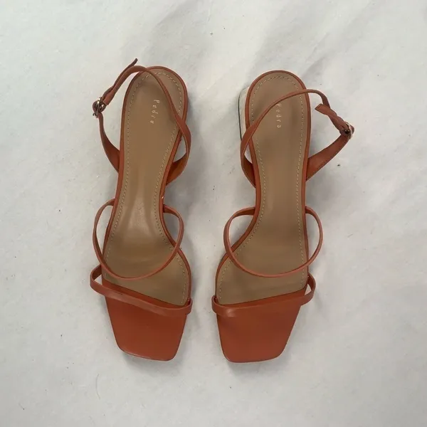 Pedro Square Toe Heeled Sandal in Rust Size 9 or 39‎ Red - Image 2