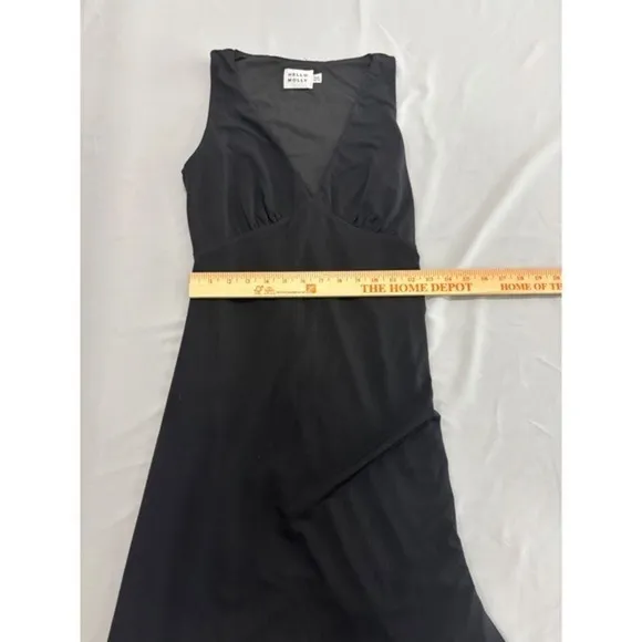 Hello‎ Molly Black V-Neck Sleeveless Mini Dress Gathered Bust Size 8 - Image 6