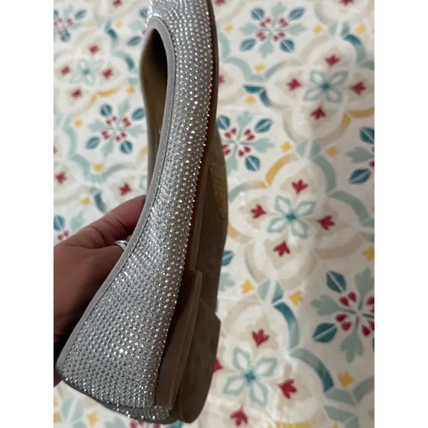 Gianni Bini Womens Silver‎ Rhinestone Ballet Flats Grey Sparkly Slip On Shoes 8M - Image 5