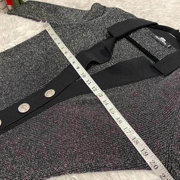 retrofête Mimi Sweater Long Sleeve Mini Dress in Gray Black XL - Image 5