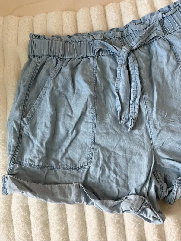 aerie Light Blue High-Waist Drawstring Shorts - Image 2