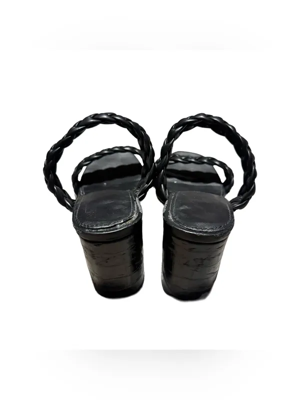 A New Day Braided Heels Women's 7 Faux Leather Black Mule Slip On Minimalist - Image 3