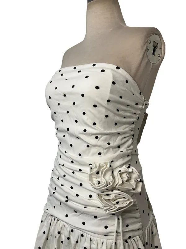 Zemeta Moonlight Polka Bloom Dress in White XSmall New Womens Mini Strapless - Image 7