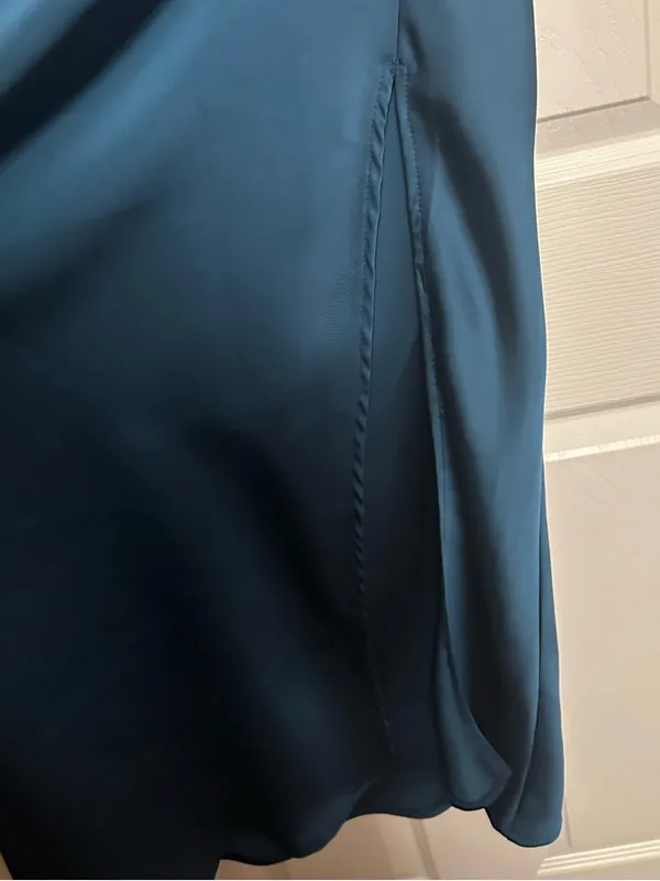 Hello Molly Teal Strapless Satin Midi Dress - Image 3