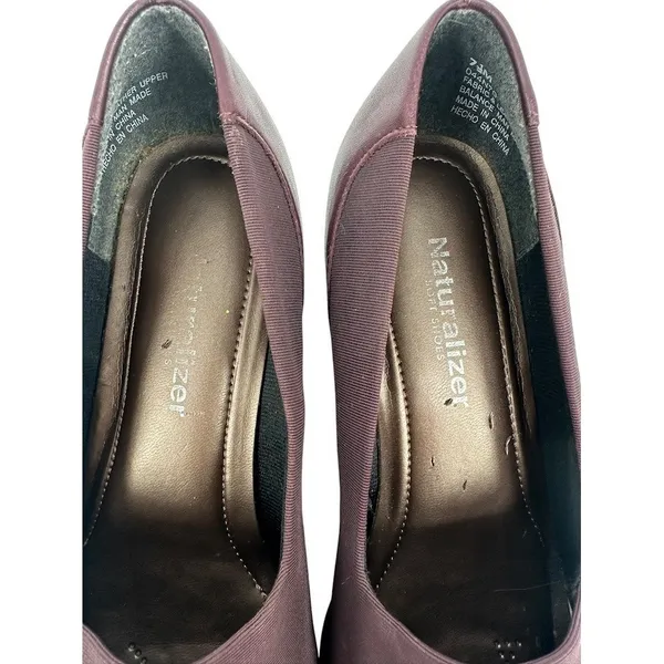 Vintage Naturalizer Jeannie Pumps Women 7.5 M Burgundy Fabric 2" Block Heel - Image 11