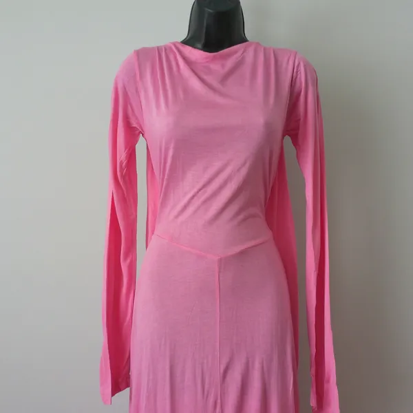 Ethereal Boho Cotton Flowy Fairy Peasant Maxi Dress OS Pink - Image 4
