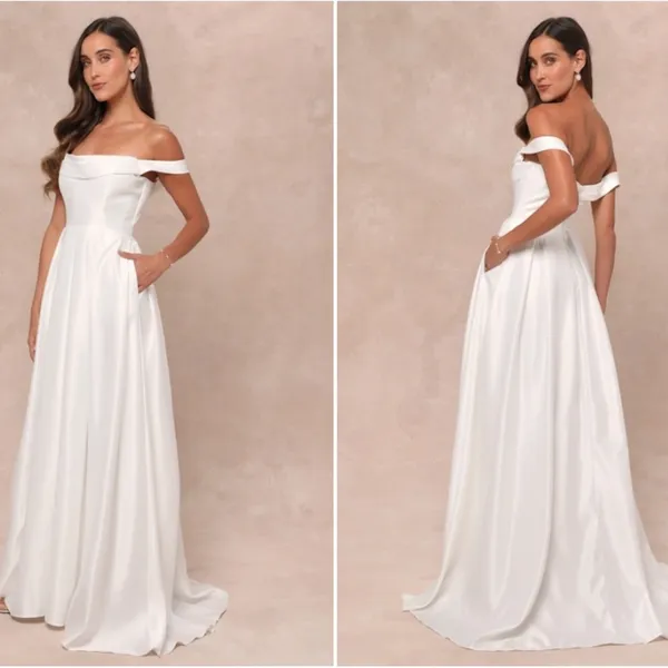 LULU's Bridal Wedding Chic Modern Sexy Chic Elegant Minimalist Ballgown - Image 3