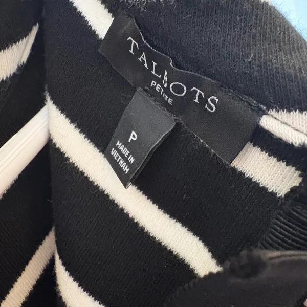 Talbots Petite Black and White Striped‎ Sleeveless Sheath Dress Career Size P - Image 7
