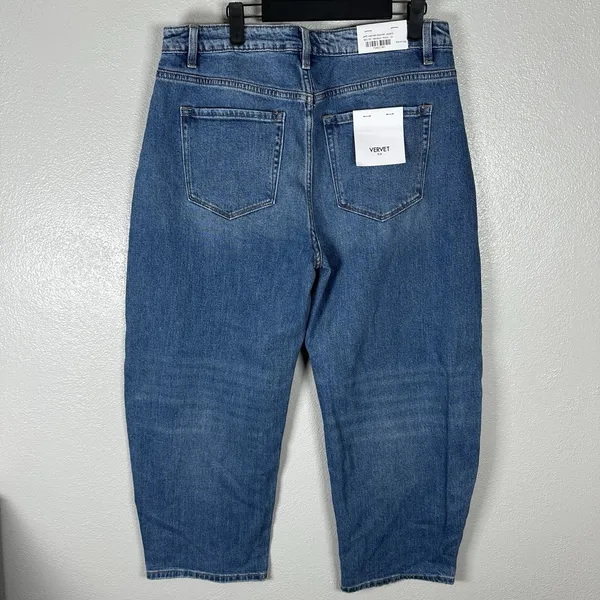 NEW Vervet Kate Barrel Leg Denim Jeans Women's Size 32 Blue Medium Wash - Image 3