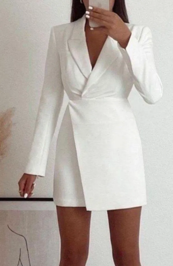 ZARA blazer dress white mini wrapped coctail party night out date - Image 4