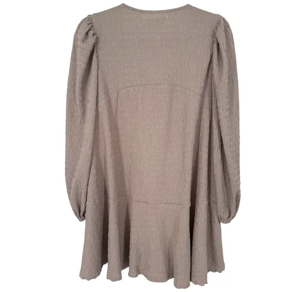 NWT Free People FP Beach Anderson‎ Mini Dress City Fog Taupe Long Sleeve Size XS - Image 5