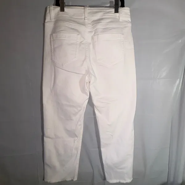 J. Jill Denim Womens White High Rise Straight Leg Crop Raw Hem Jeans 4 Petite - Image 2