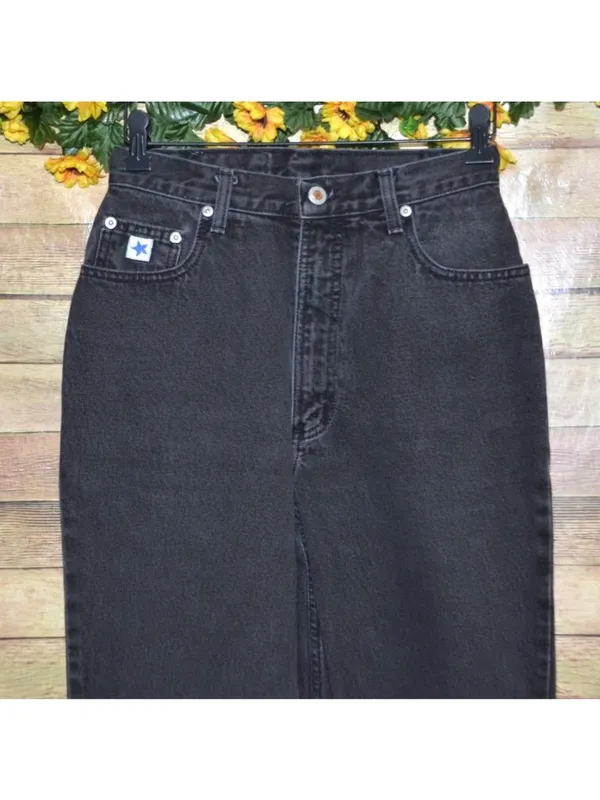 Vintage Rockies Slim Ladies Black Denim Straight Leg Jeans Size 28/7 Long Retro - Image 2