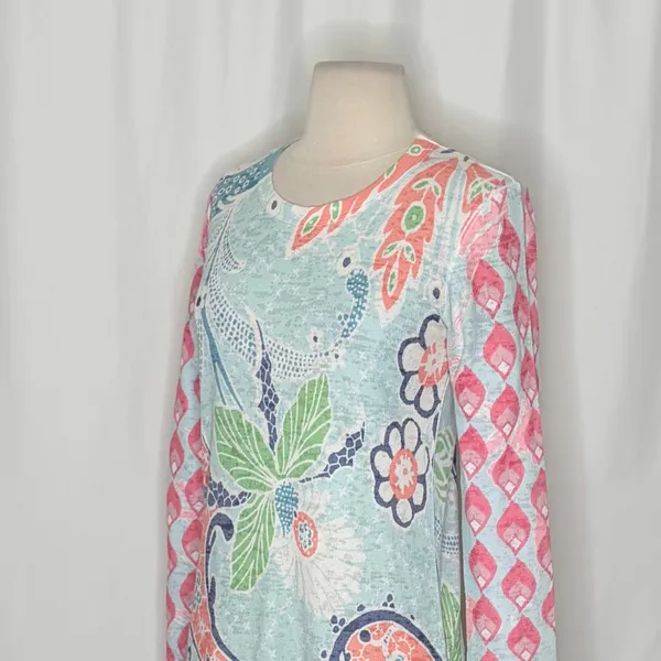 Sundance WHIMSY ROSE Aqua Coral Paisley Floral Baby Waffle Thermal Top Small USA - Image 5