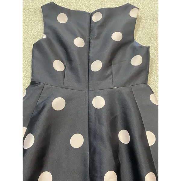 $448 KATE SPADE SPOTLIGHT V NECK BLACK & PINK POLKA DOT DRESS SIZE 8 A-Line - Image 15