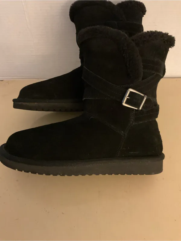 Koolaburra women black suede shearling shirt classic boots US 9 - Image 12