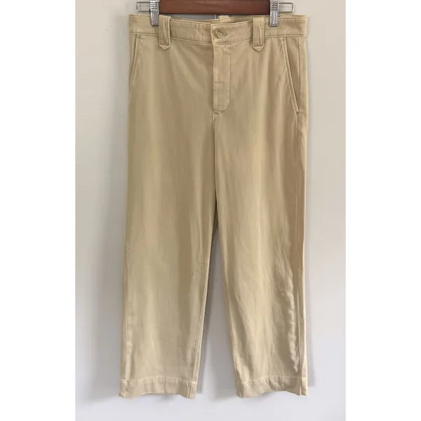 Faherty Women's Coastline Stretch Chino Wide Leg Casual Cotton Khaki‎ Pants Sz 4 - Image 3