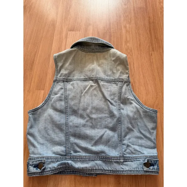 American Eagle Outfitters Light Wash Distressed Denim Y2K Vest Women L Blue - Image 5