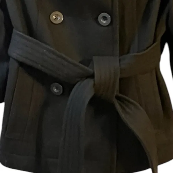 Old Navy Black Double-Breasted Belted Coat Size Small - Image 7