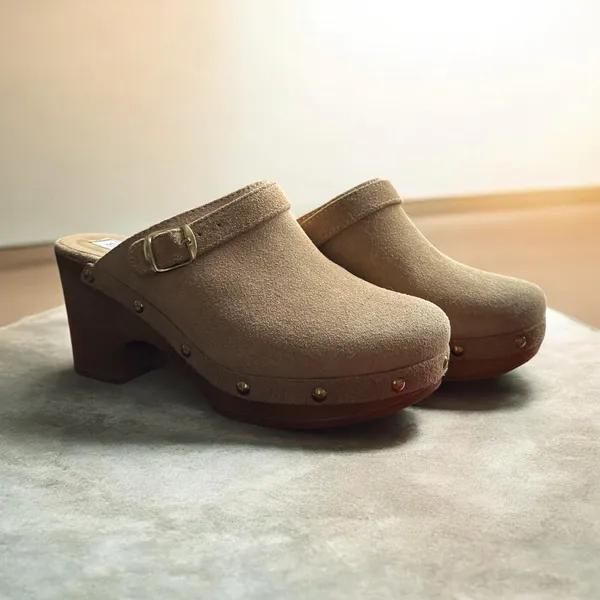 Steve‎ Madden Klicky Tan Suede Studde Clogs Women's Sz 38.5 - Image 3