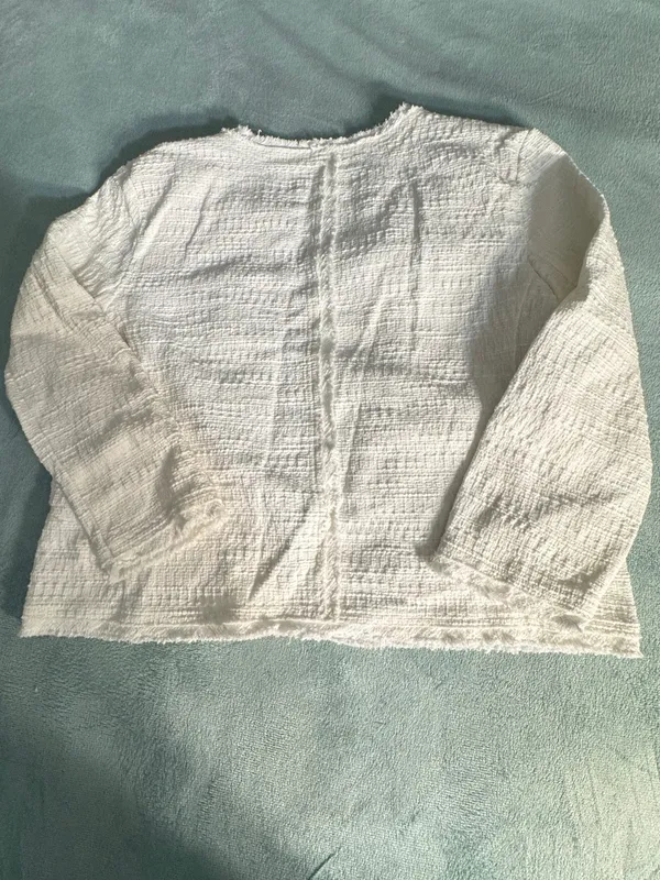 Ann Taylor White Textured Open-Front Jacket - Image 11