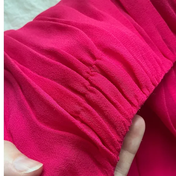 Alice + Olivia Chiffon Silk Mini Dress Small/Medium Hot Pink - Image 9