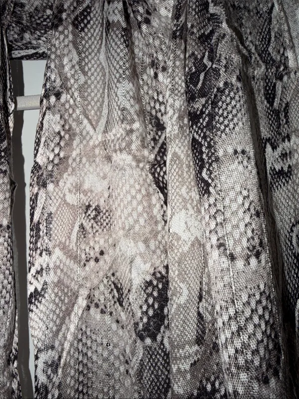 Lightweight Snake-Print Scarf in Black and Cream - Image 3