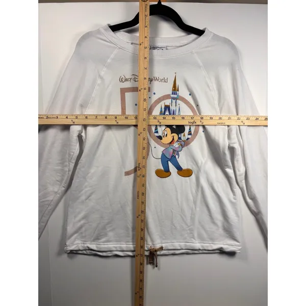 Walt Disney World 50th Anniversary Mickey‎ Mouse White Sweatshirt Small Womens - Image 4