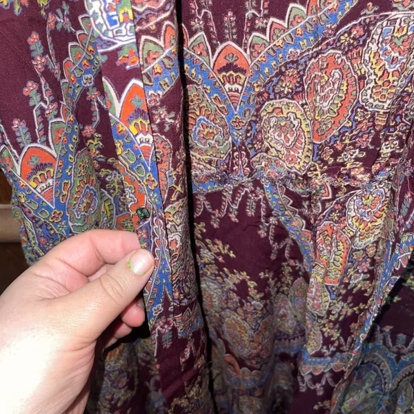 Vintage Paisley Print Wrap Dress in Purple and Blue Size Medium - Image 5