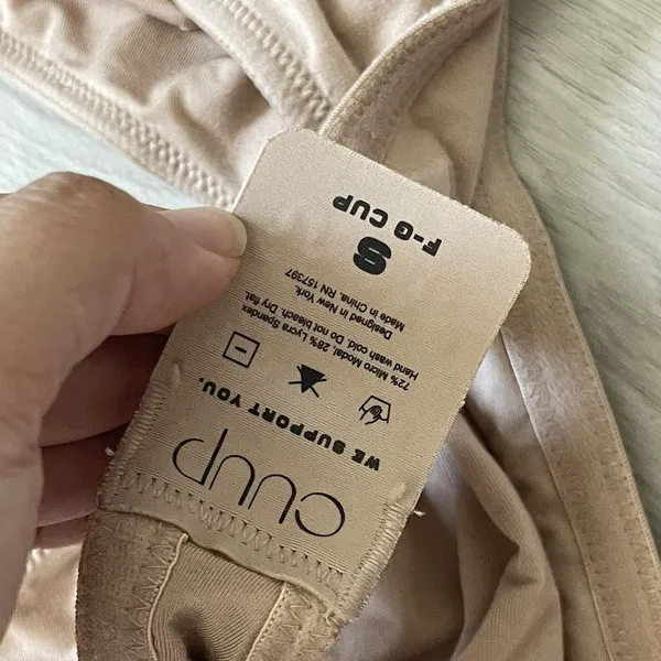 CUUP Plunge Bra micromodal wireless womens Beige (small F-G cup) comfy casual - Image 3