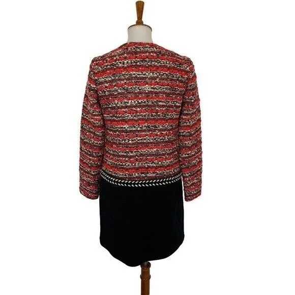 Milly Jacket 2 Black Red Textured Tweed Blazer Workwear Party - Image 5