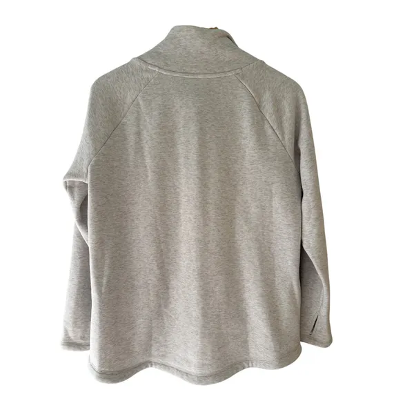 Athleta Cozy Karma Asym Pullover M/P Gray Heather Zip Neck Petite Sweatshirt - Image 3