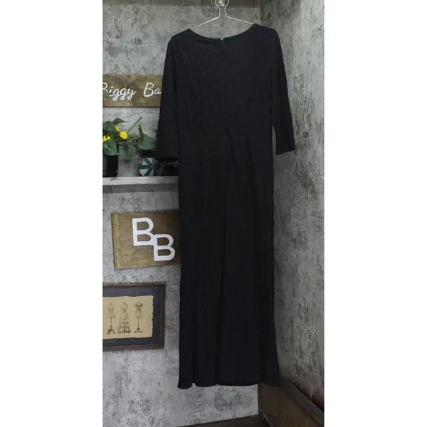 Alex Evenings Womens Long Metallic 3/4 Sleeve Gown Dress Black Metallic 18 - Image 2
