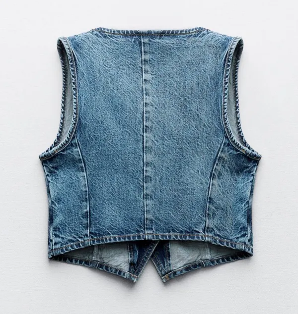 ZARA Denim Cropped Vest - Image 5