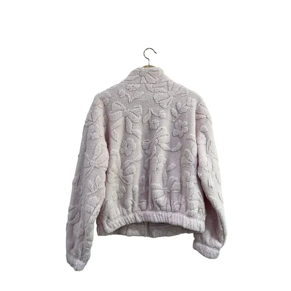 Gilly Hicks Pink Bow‎ Sherpa Full Zip Jacket Cozy Fleece Soft Girl Size M NWT - Image 2