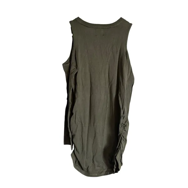 Hippie Rose Moss Green Knit Cold Shoulder Ruched Long Sleeve Sweater Mini Dress - Image 4