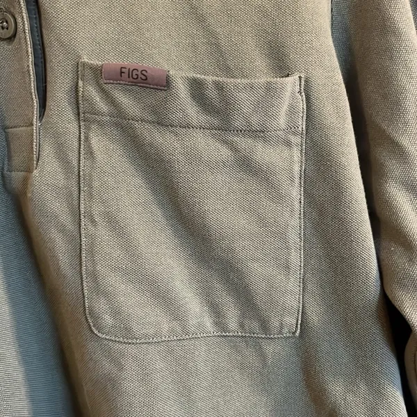 FIGSPRO Pique Longsleeve Polo Top Olive‎ Green Medium - Image 3