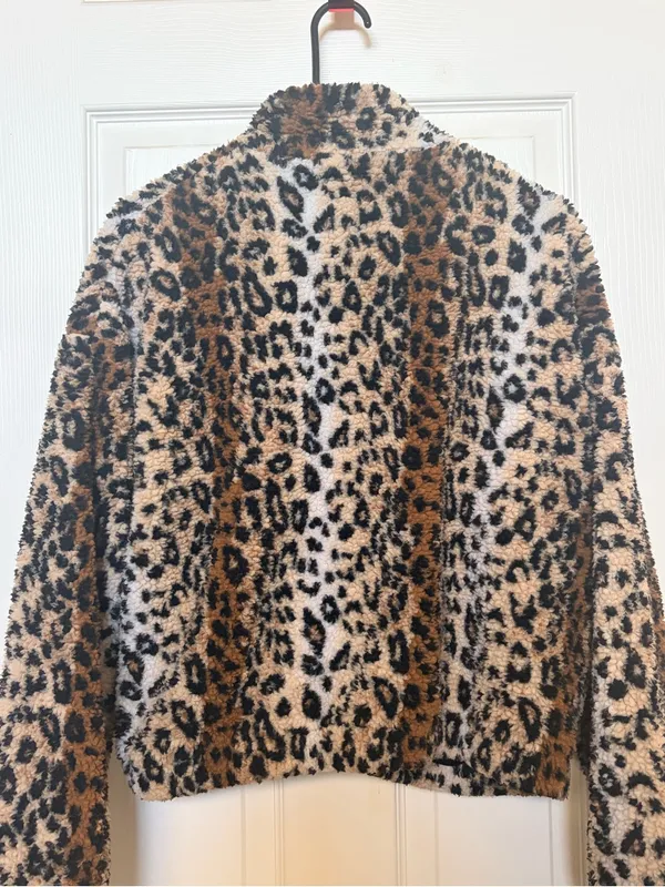 Forever 21 Leopard Print Teddy Jacket - Brown/Black/Cream - Image 5