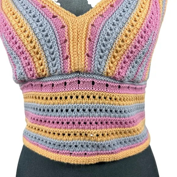 Hollister Crochet Halter‎ Top Small Boho Festival Knit Y2K Fairycore Summer NEW! - Image 4