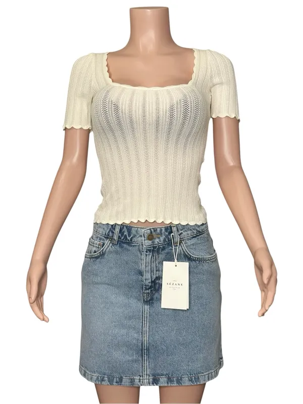 SÉZANE Marja Denim Mini Skirt, Vintage Blue, FR38/US6 - Image 4