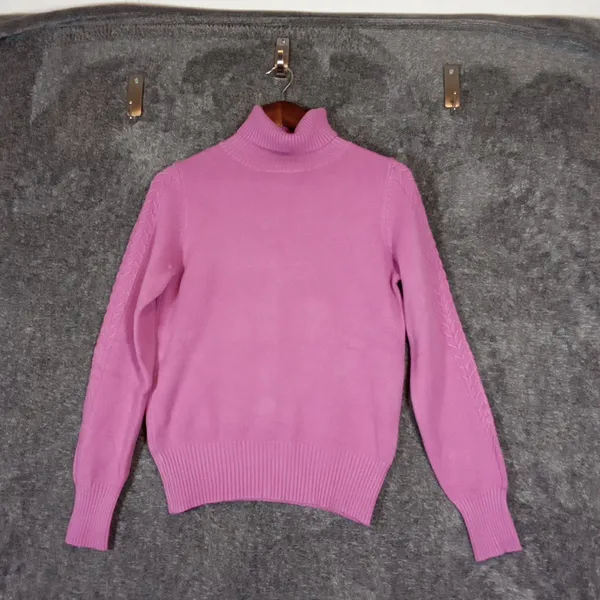 &MERCI pink Mock Neck Long Sleeve Viscose Blend Pull Over Sweater Sz M - Image 3